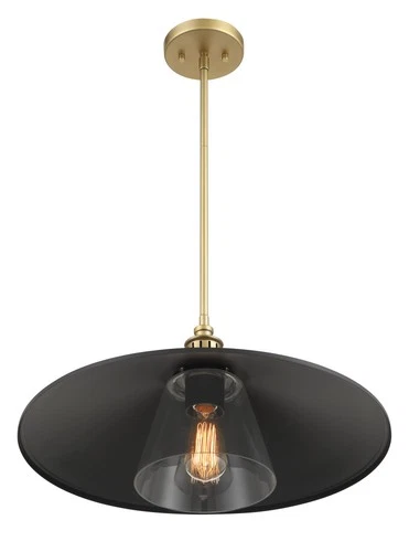 Minka Lavery 1406 Segan 1 Light 20"W Pendant - Coal / Soft Brass - Picture 2 of 8