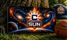 Connecticut Sun Galaxy Metal License Plate WNBA Basketball Fan Cave Cosmic Art