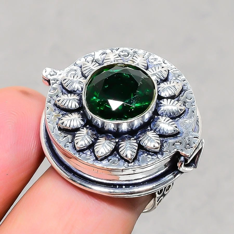 Chromdiopsid Edelstein Ring Handarbeit Antik Geschenk Gift Box Schmuck 8" FR 531 - Bild 2 von 4