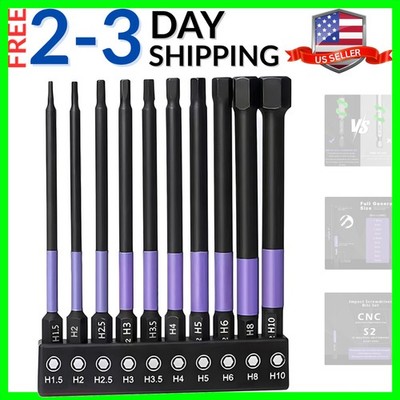 1/4'' Hex Head Allen Wrench Drill Bit Set 10pcs Metric, 1.5MM to 10MM Hex Key ...