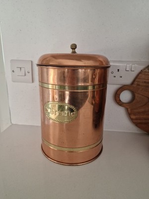 Vintage großer Kupfer Mehl Kanister Brotkasten Made in Portugal