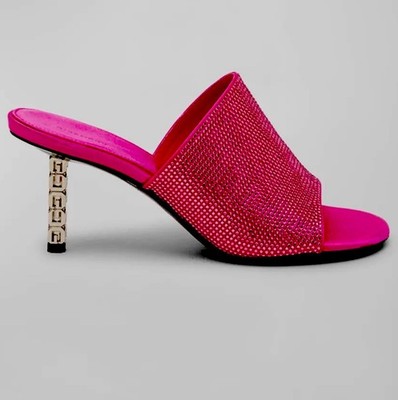 Givenchy Strass 4G Slim Cube-Heel Mule Sandals US 9