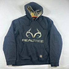 Realtree Camo Hoodie Black Fleece Pullover Sweatshirt Mens XL