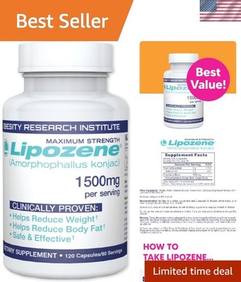 Glucomannan Weight Loss Capsules - 120 Count MEGA Bottle for Effective Results