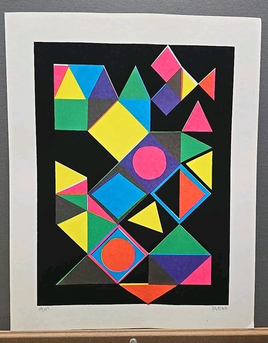 Serigrafía abstracta geométrica firmada y numerada Baladine 88/200 años 70 20"×16" - Imagen 1 de 4