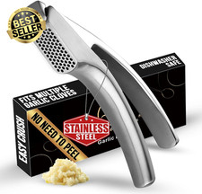 Stainless Steel Garlic Press No Peel Mincer Tool Easy Clean Rust-Proof Crusher