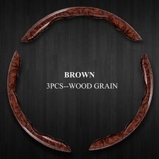 Wood Grain Steering Wheel Cover Universal 15 Inch Pvc Leather Anti-slip 3 Pcs