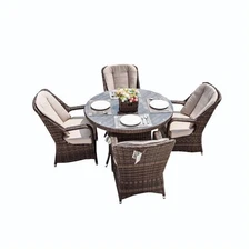Direct Wicker PAD-1709-Brown Direct Wicker PAD-1709-Brown 5 Piece 4-Seat PE R...