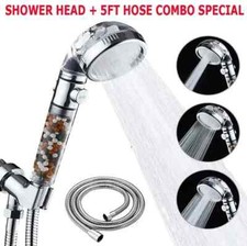 High Pressure Shower Head 3 Settings Handheld Shower Heads Spray With 5 FT Hose