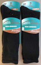2 Pair Pack Men COPPER ION HEALTH STRIDES Non Binding Crew Socks Black USA Made