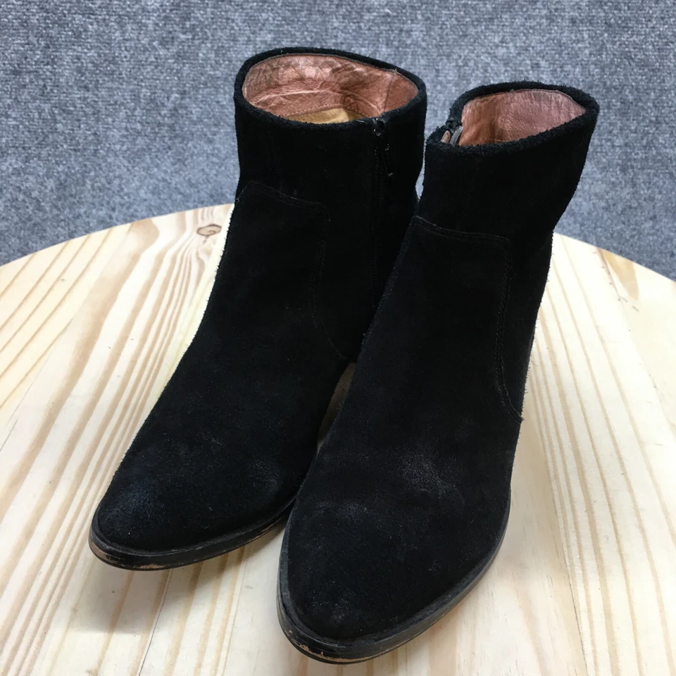 Corso Como Botas Mujer 7.5 M Botines Tacones Negro Gamuza Cuero Cremallera Foto 3 de 4