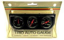 Mini Trio Auto Gauge C-1732 Illuminated Ammeter Oil Pressure Water Tempurature