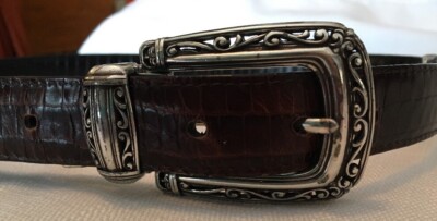 BRIGHTON Reversible Black Brown Croc LEATHER BELT B2700 Size  display picture 3