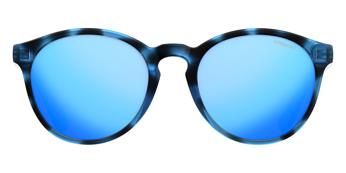 Polaroid PLD 8024/S Kids Sunglasses Blue Havana Gray Mirrored Blue Oval Frame  -image