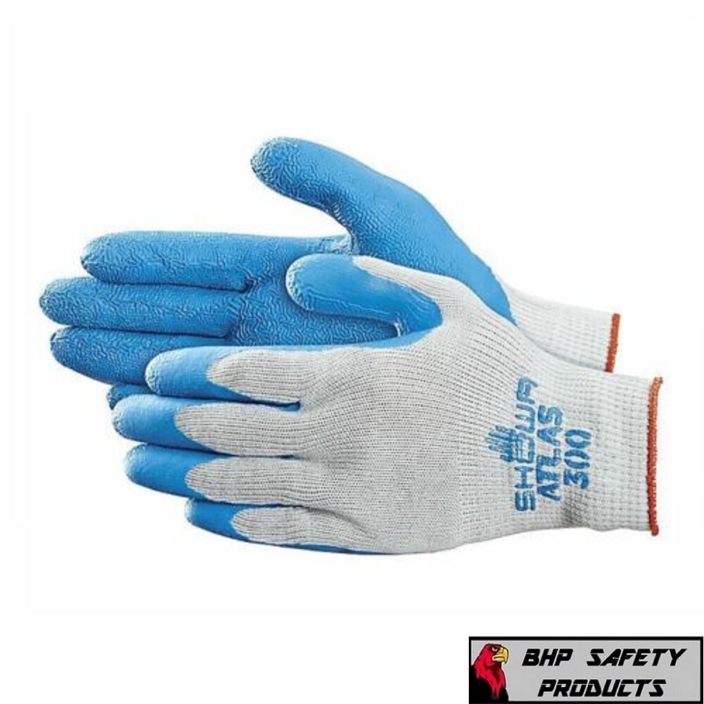 SHOWA ATLAS 300 LATEX RUBBER PALM DIPPED WORK GLOVES BLUE, GENERAL