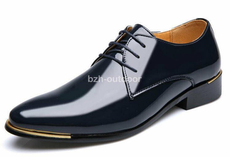 SAOLA Scarpe da sposa uomo eleganti in pelle verniciata formali a punta casual taglie forti