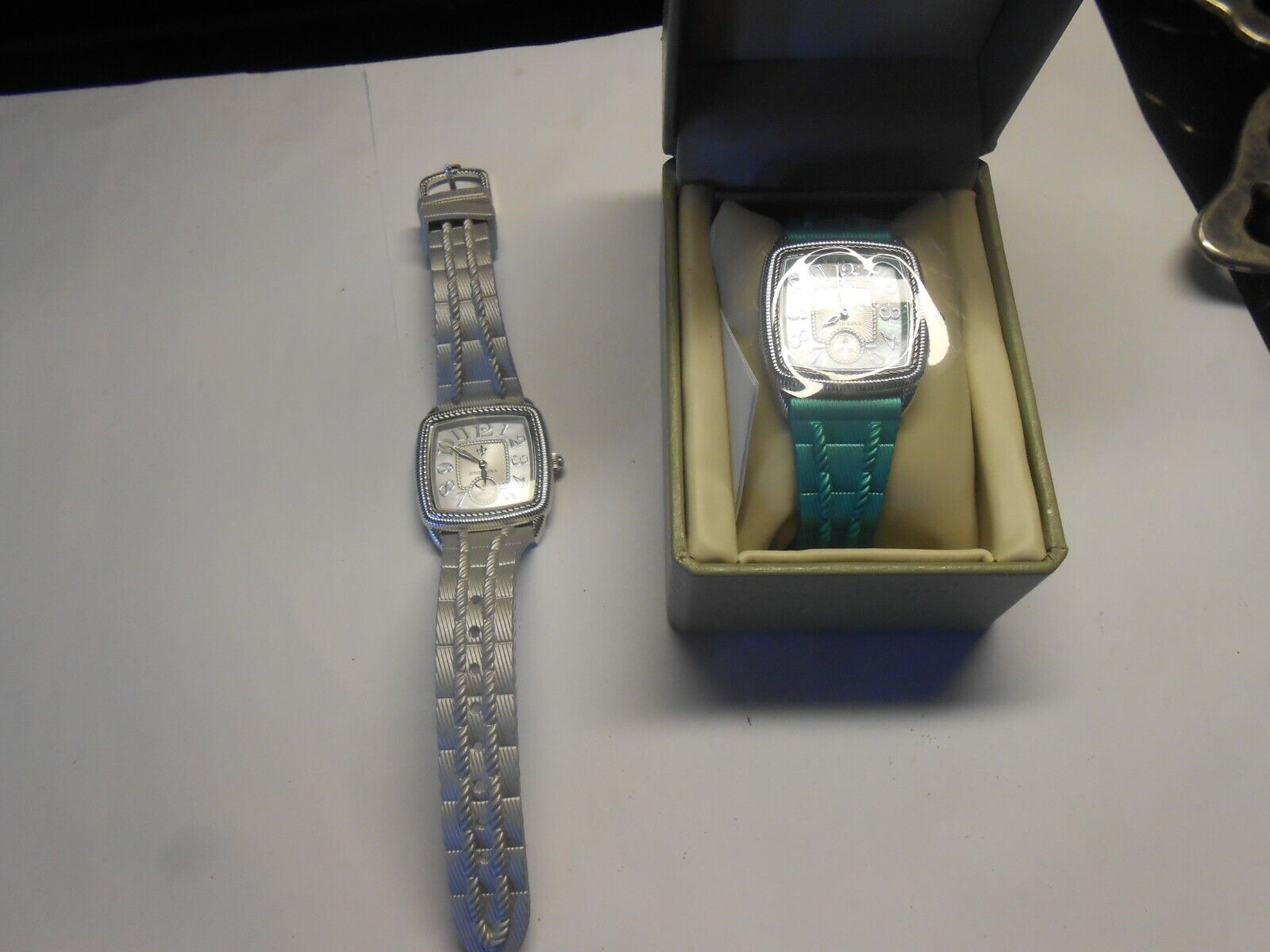 Lot of 2 Judith Ripka Stainless Steel Silicone Band Watches