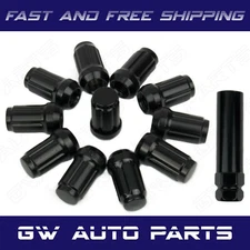 24 PCs Black Spline Lug Nuts With Key M12x1.25 Cone Seats Closed End  