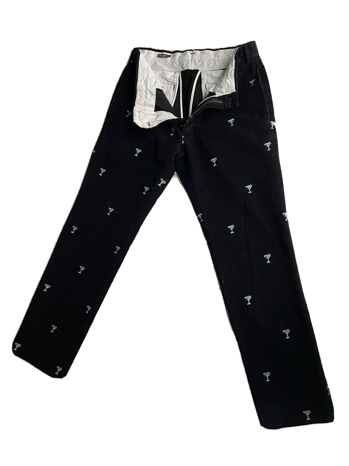 J. McLaughlin Men's SZ 31 Black Embroidered Martini Corduroy Pants eBay