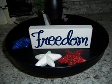 Freedom 4th of July sign Patriotic Tiered Tray decor  Americana Farmhouse