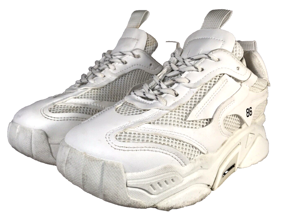 208W39NYC Womens Size 4 Shoes White Lace Up Front Mesh Panel