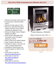 brand new Eko fires 3020 contemporary slimline gas fire