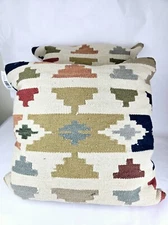 2 Rizzy Home Throw Pillows, Size 22 x 22 Bohemian Style, Toss Pillow