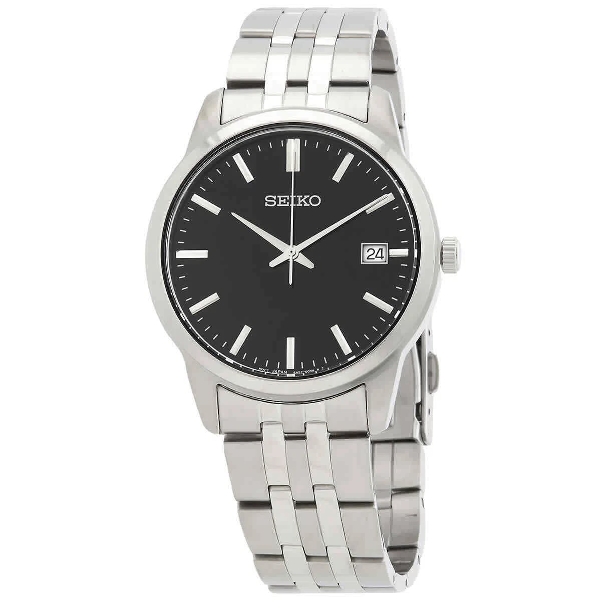 Seiko black and store silver watch