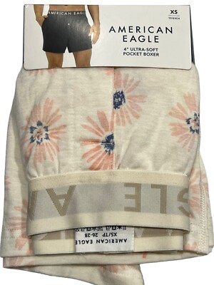 NWT AMERICAN EAGLE 4'' Ultra Soft Pocket Boxer Sz XS-XL Cream Ivory Pink #6