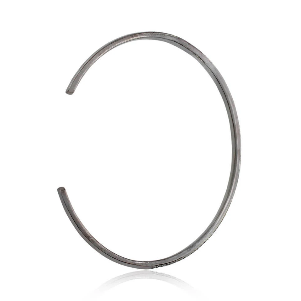 925 Sterling Silver Natural Diamond Cuff Bangle Bracelet Handmade Pave  Jewelry - Image 4 of 4