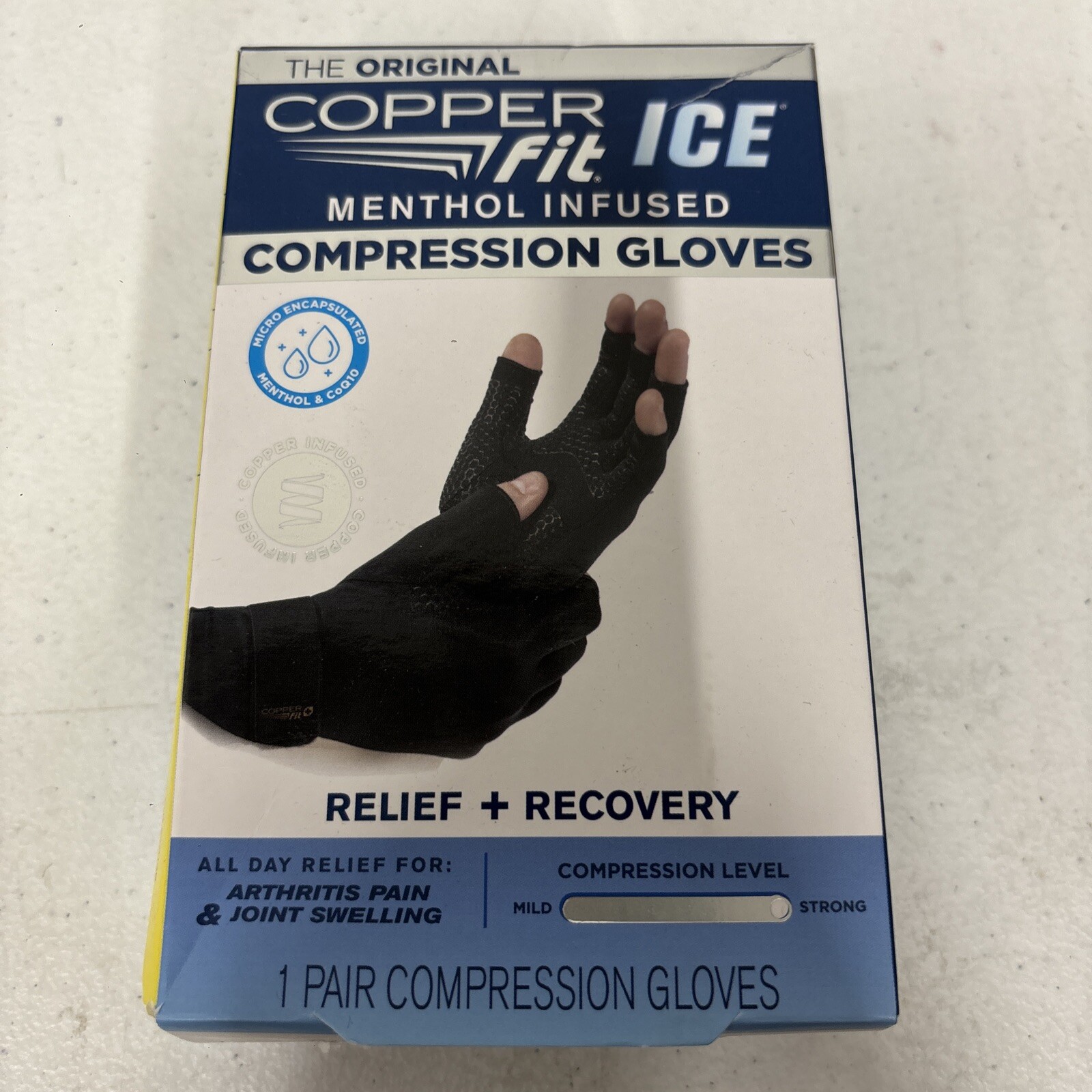 Copper Fit Ice Menthol Infused Compression Gloves Size L/XL Unisex NEW