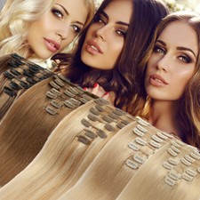 Invisible Clip in 100 Real Remy Human Hair Extensions Weft Brown Ombre 8 PIECES