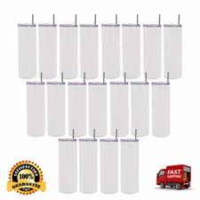 50pcs 20oz Taperless Sublimation Skinny Tumbler Insulated Cups Lid and Straw