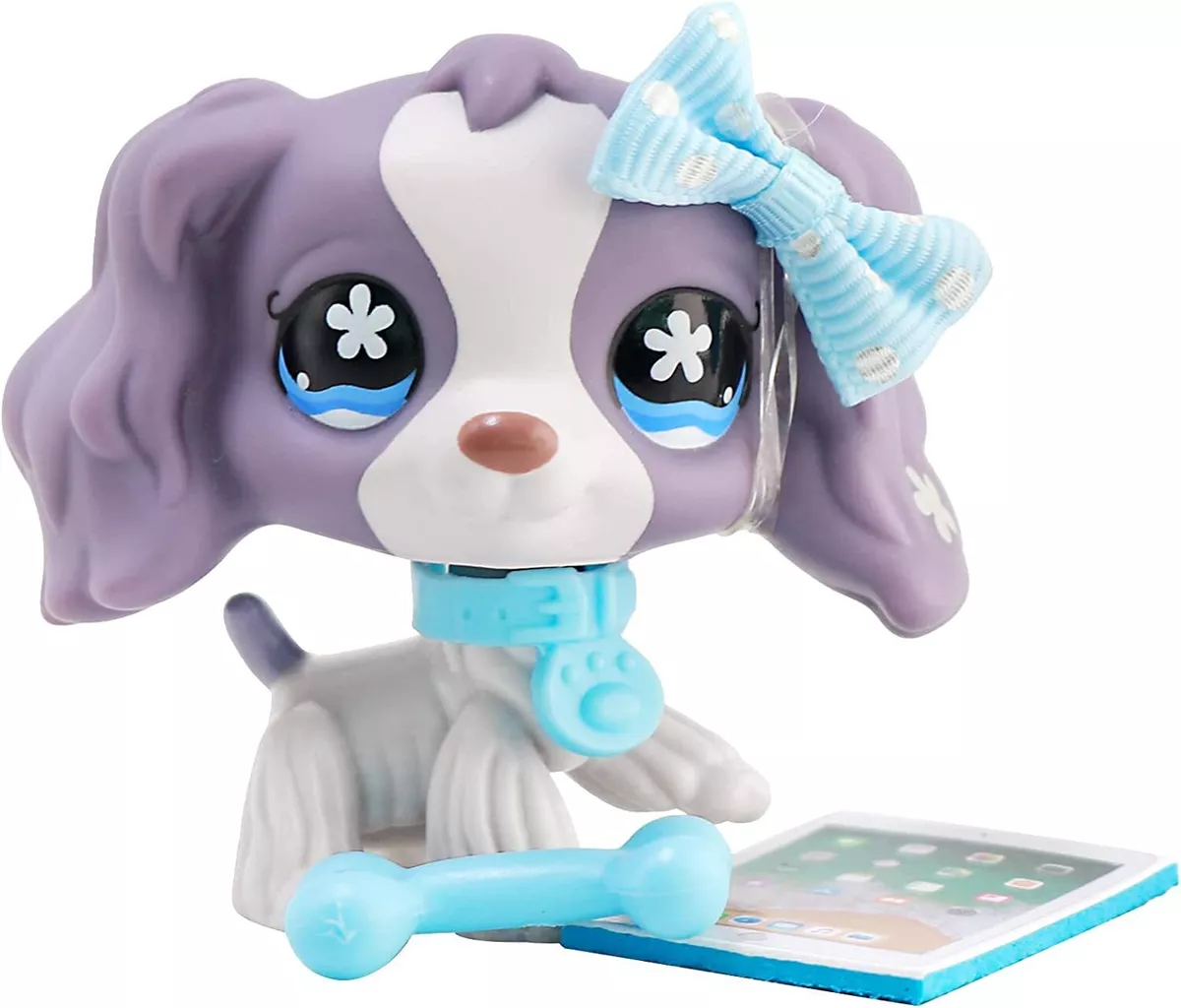 LPS Toy Mini Littlest Pet Shop Purple Cocker Spaniel Dog Puppy Flower Eyes  Toy for Boys Girls Kids Gift 