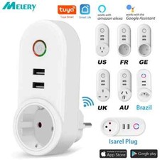 10A Tuya Wifi Smart Socket With 2 USB Charging Outlet Adapter  Alexa Google Home