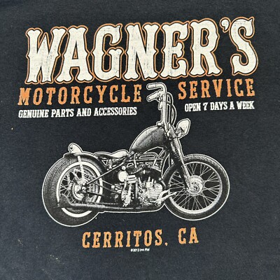 Wagners Motorcycle T-Shirt 2XL Mens Long Sleeve Black Faded Y2K Biker CA