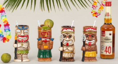 Tiki Keramik Cocktail Becher SET   Exotische Atmosphäre für Ihre Drinks Hawaii