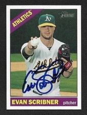 Evan Scribner Signed Auto 2015 Topps Heritage Oakland Athletics A's Card #668
