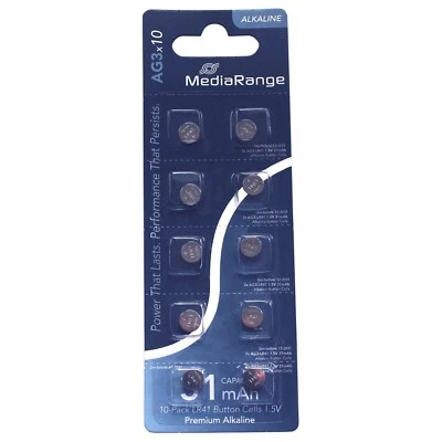 Lot de 10 Piles AG3 LR41 Mediarange – Puissance & Fiabilité Inégalées