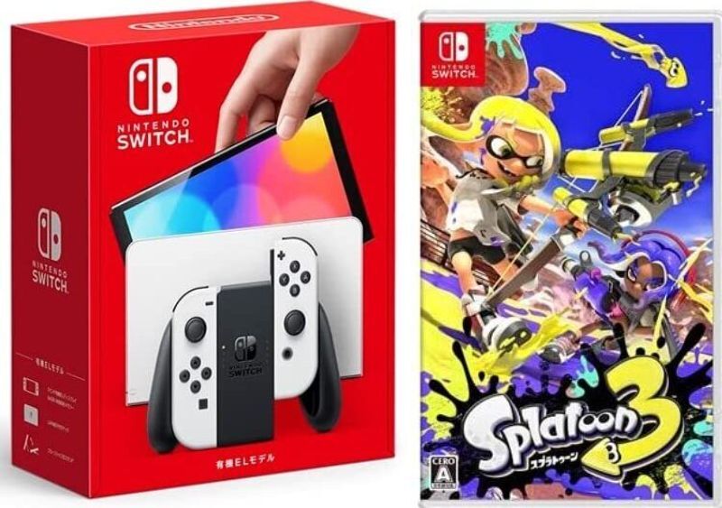 NEW Nintendo Switch Splatoon 3 OLED Model Joy-Con(L)/(R) White