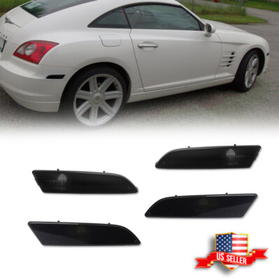 4X Smoke Front & Rear Bumper Side Marker Lights For 2004-2008 Chrysler Crossfire