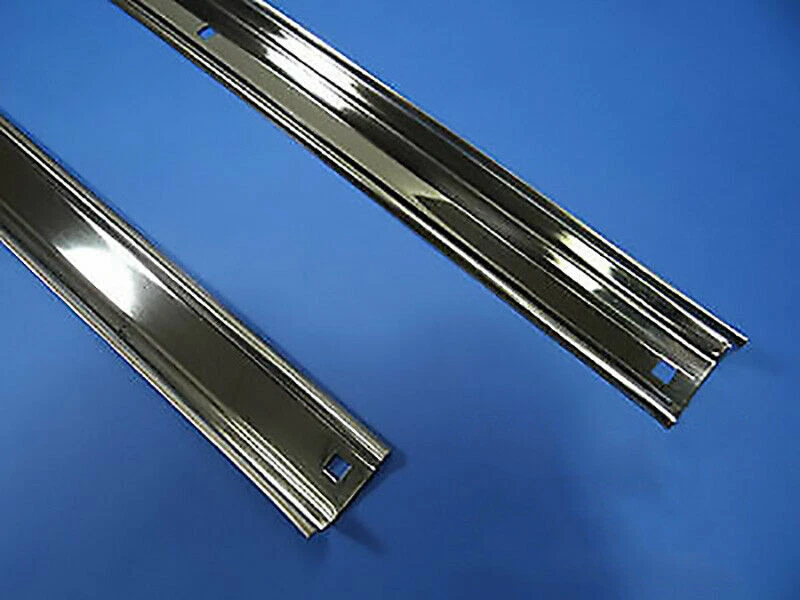 Tiras de cama tiras angulares Chevy 1955-1959 acero inoxidable pulido platón corto escalón Foto 2 de 2