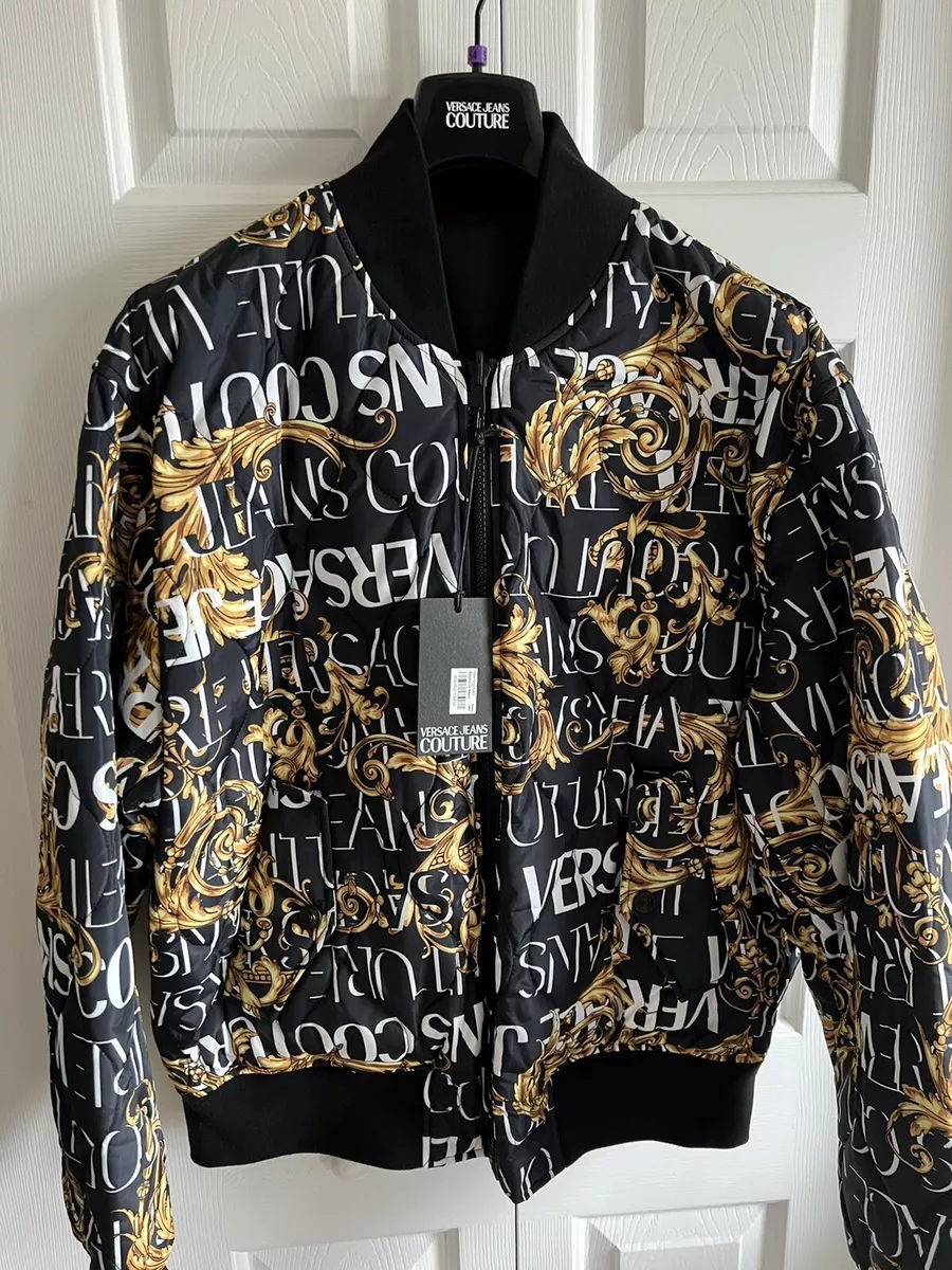 Versace Jeans Couture Baroque Print Logo Reversible Bomber Jacket