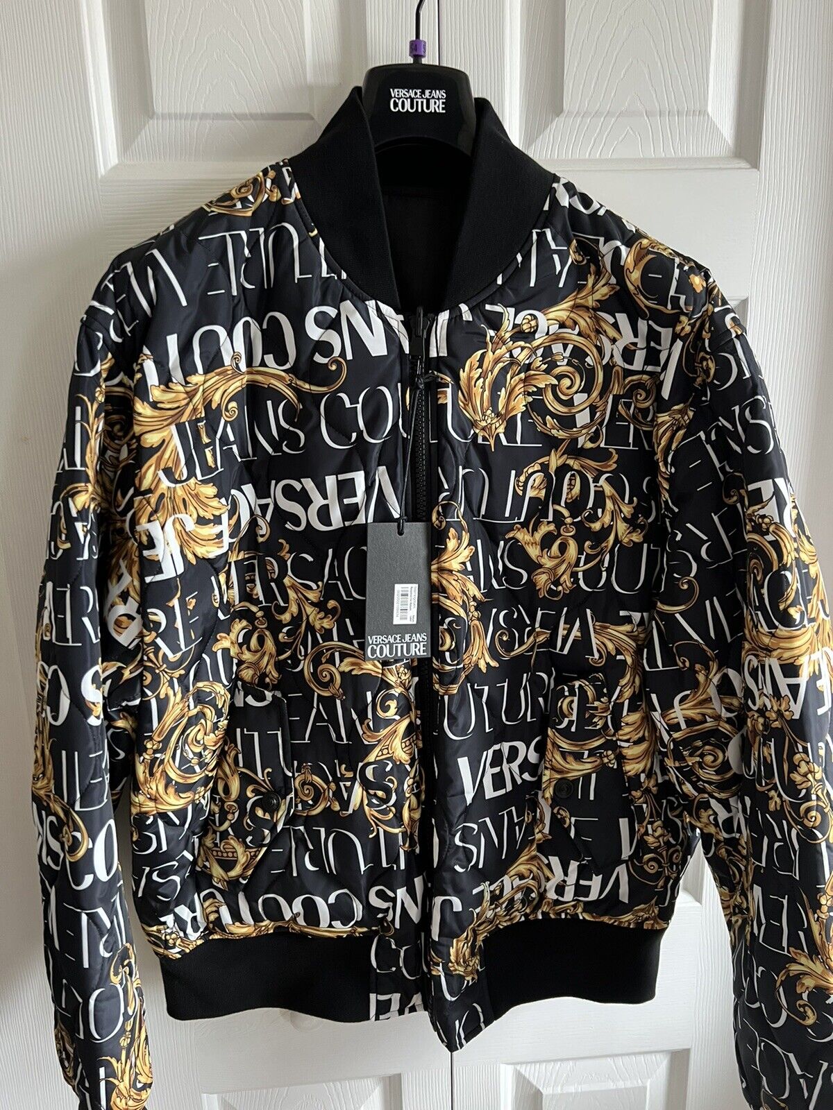 Versace Jeans Couture Baroque Print Logo Reversible Jacket NWT 54 XL | eBay