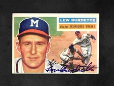 1956 TOPPS #219 LEW BURDETTER - SIGNED - AUTO - AUTOGRAPHED - AUTOGRAPH - BRAVES