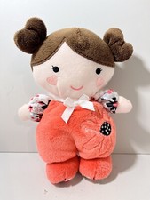 Baby Starters Brown Hair Dark Eyes Soft Rattle Doll Coral Colored Outfit Love