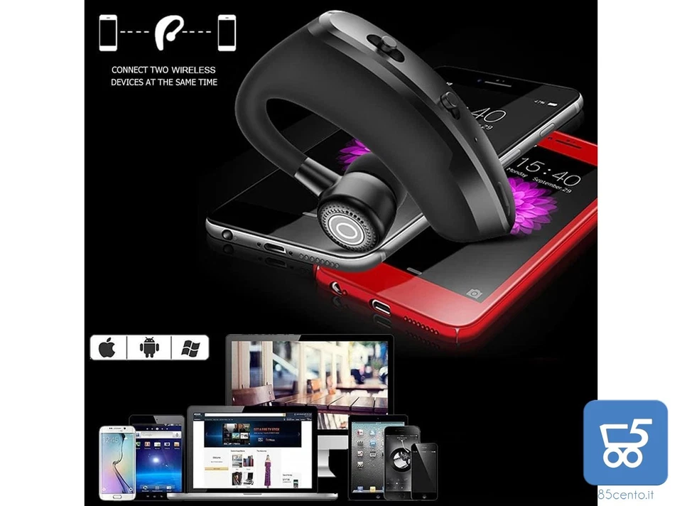Auricolare Bluetooth Wireless Mono Microfono HD CVC8.0 Riduzione Rumore DX o SX - Immagine 4 di 4
