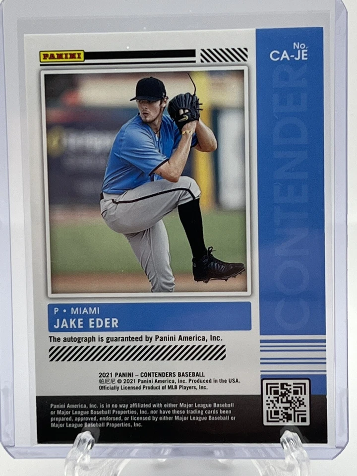 2021 Panini Contenders Jake Eder Contender Auto Miami Marlins Baseball Rookie - Image 2 of 2