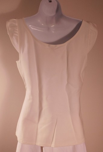 ANN TAYLOR Damen Bluse weiß Strick ärmellos U-Ausschnitt Gr. M - Bild 4 von 5