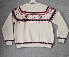 Vintage 70s 80s JC Penney Men s Nordic Fair Isle Ski Sweater Snowflakes Size L